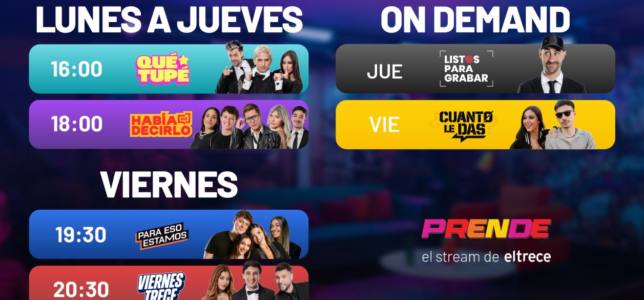 eltrece lanza “Prende”, su nuevo canal de stream