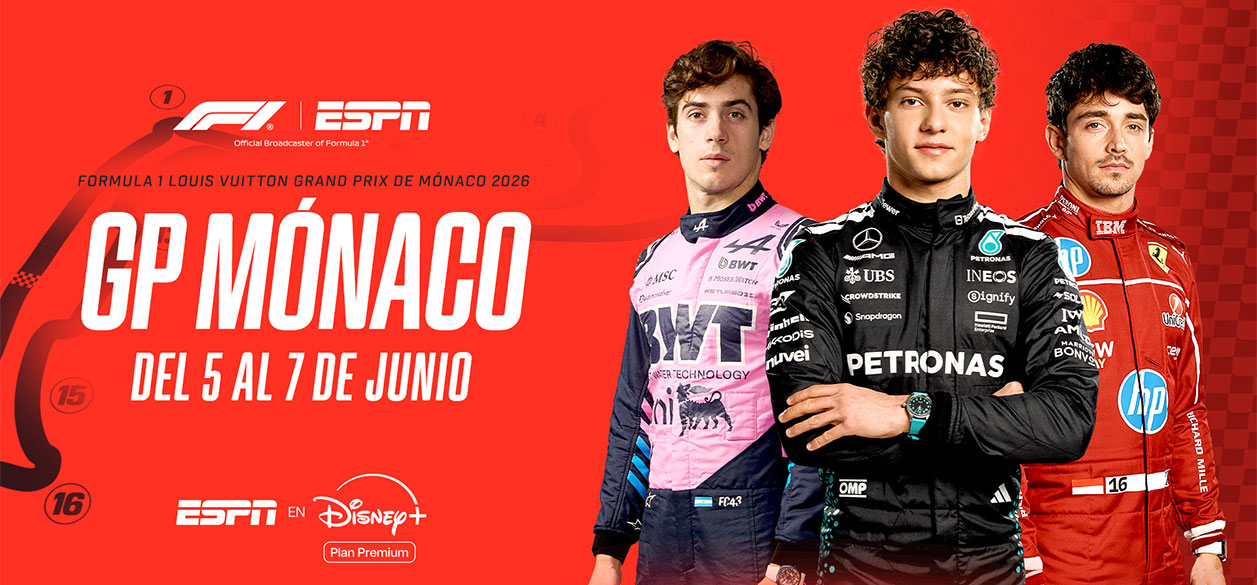 ESPN trae a Disney+ Plan Premium la F1 en Mónaco, el circuito urbano más emblemático del calendario