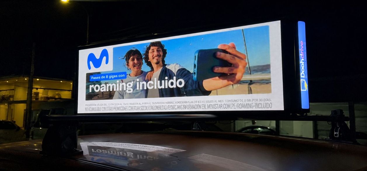 Movistar implementó una campaña geolocalizada y certificada en la red de taxis de Doohdrive