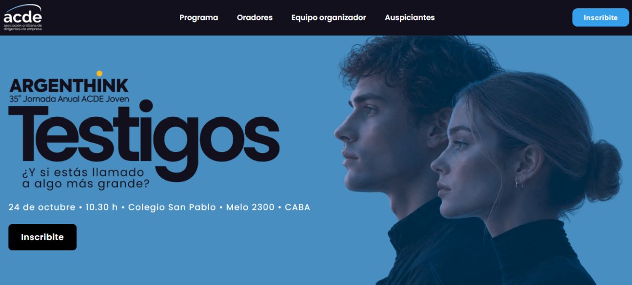 Testigos ¿Y si estamos llamados a algo más grande?, llega la35° Jornada Anual ACDE Joven