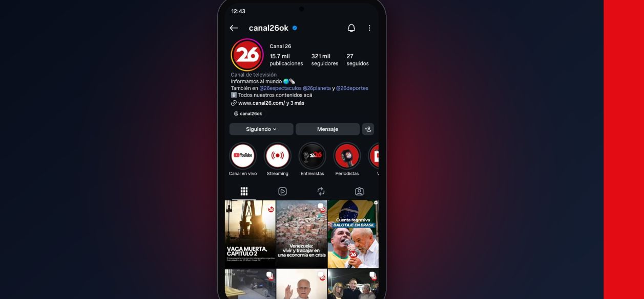 Canal 26 obtuvo la mayor tasa de interacción por publicación entre los principales medios del país