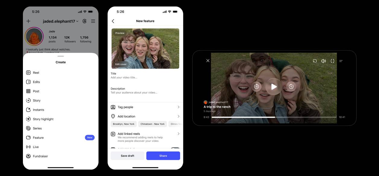 Instagram apuesta por el video largo con “Features” y entra a competir con YouTube